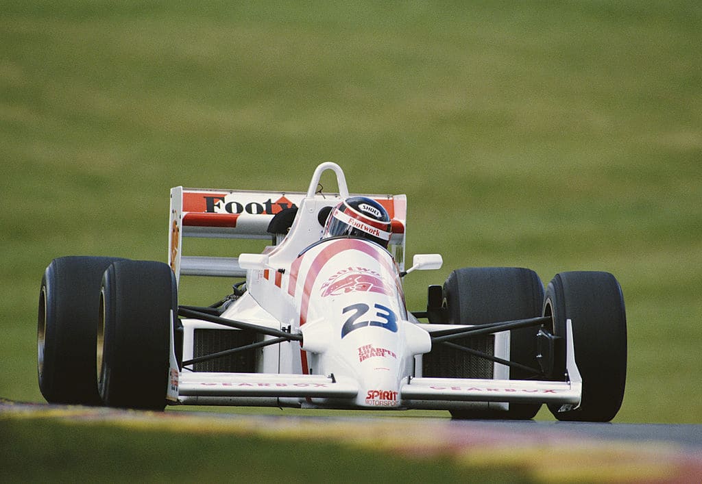 Aguri Suzuki of Japan drives the #23 Footwork F3000 Reynard 88D Matsuura Cosworth during practice