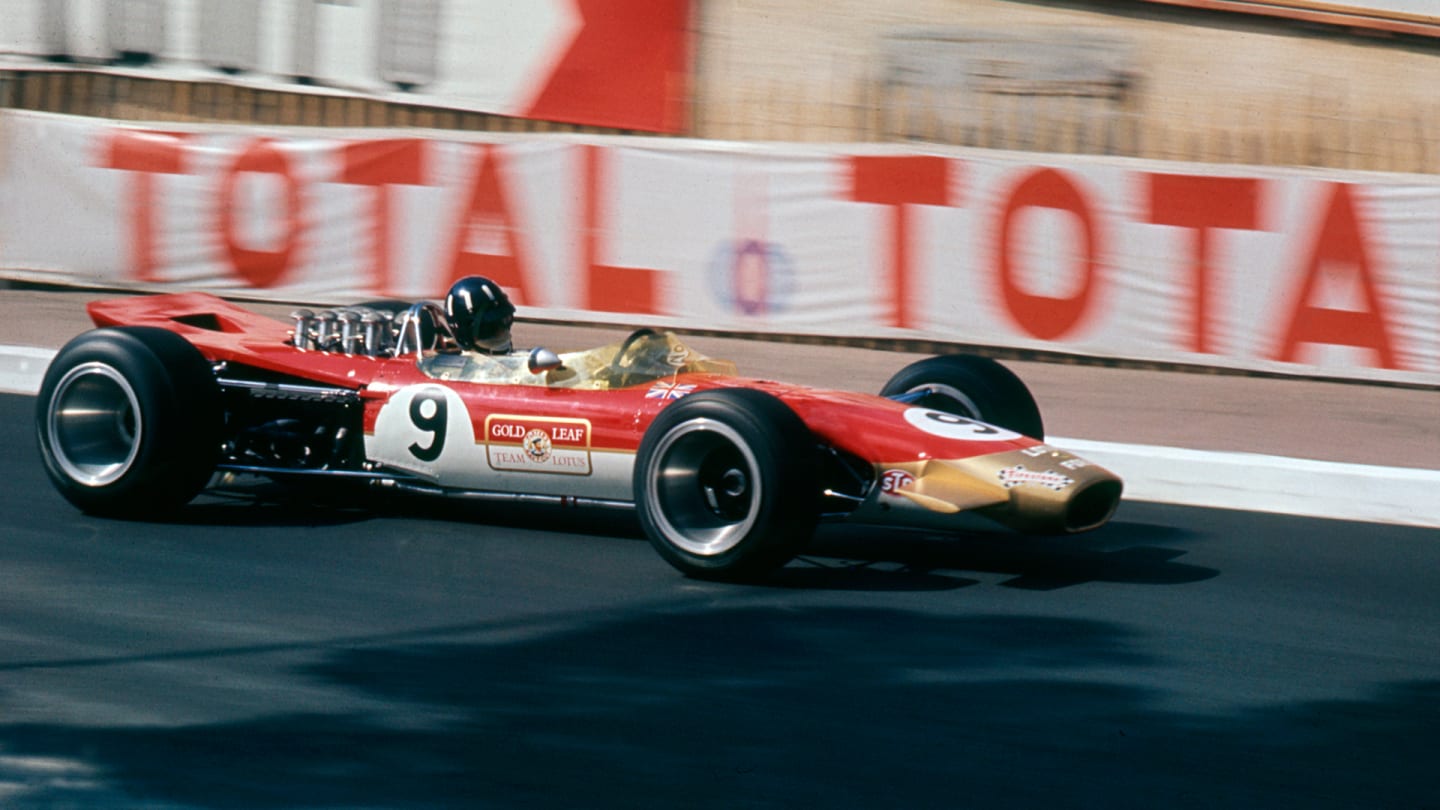 Hill won his second F1 title in Lotus’ eye-catching red, white and gold livery phase