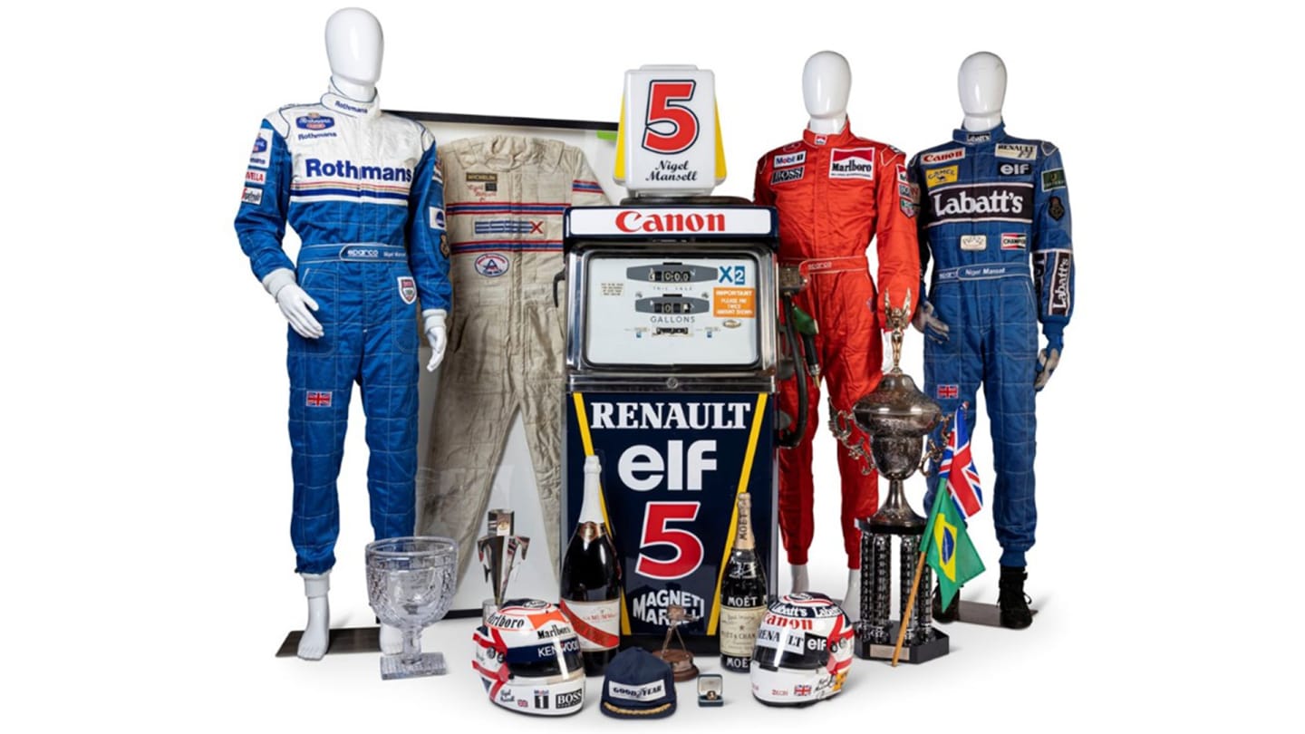 Just some of the items from Nigel Mansell’s collection that will be going up for auction