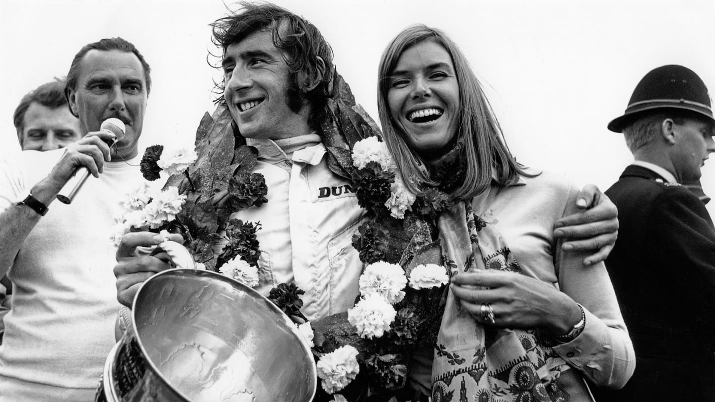 Stewart, seen here with his wife, Helen, won the first of his three championships in 1969