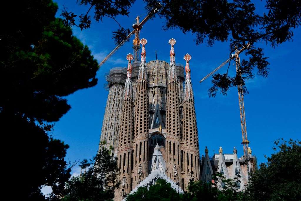 General view taken of the Sagrada Familia  on September 16, 2020 in Barcelona. - The long-awaited