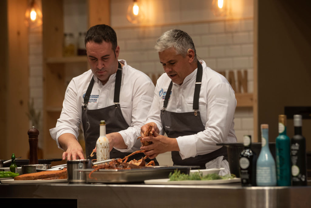 SAN SEBASTIAN, SPAIN - OCTOBER 04: Chef Nandu Jubany (R) attends day 2 of Gastronomika San