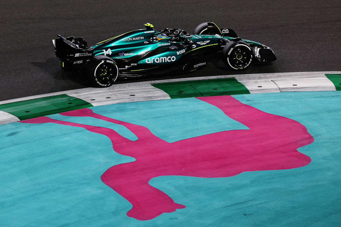 JEDDAH, SAUDI ARABIA - MARCH 09: Fernando Alonso of Spain driving the (14) Aston Martin AMR24