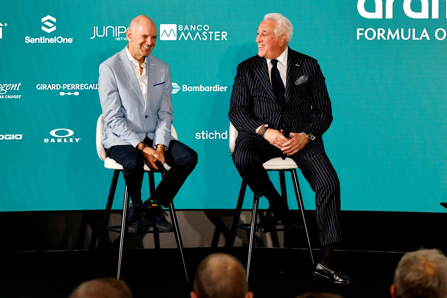 SILVERSTONE, ENGLAND - SEPTEMBER 10: Adrian Newey and Lawrence Stroll, Owner, Aston Martin F1 Team,