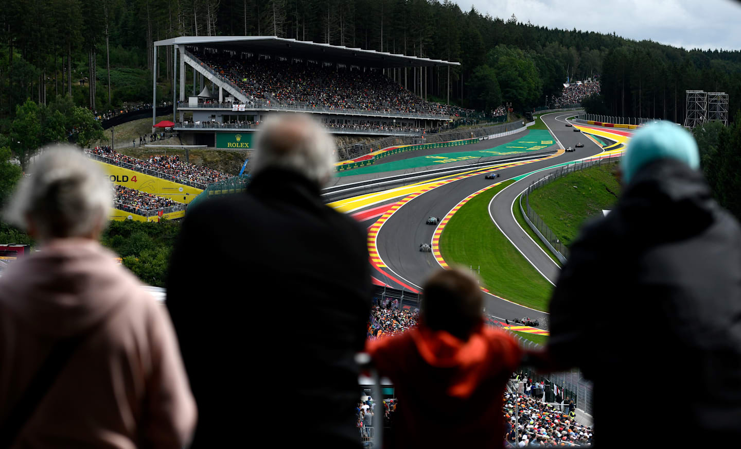 SPA, BELGIUM - JULY 30: Lance Stroll of Canada driving the (18) Aston Martin AMR23 Mercedes leads