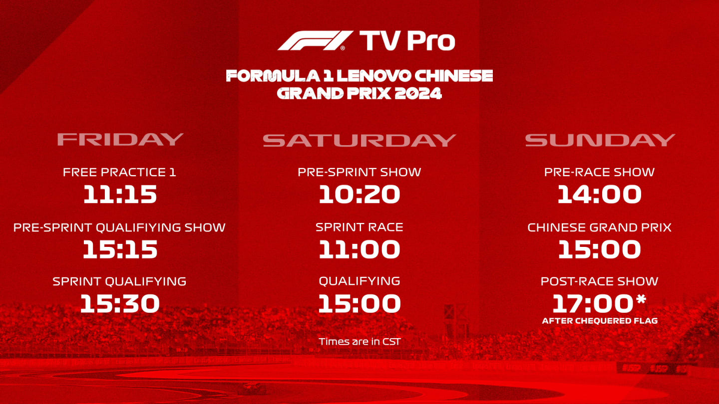 Chinese Grand Prix F1 TV times