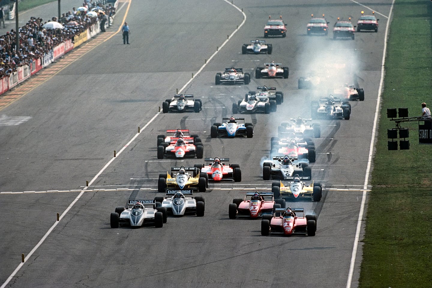 Mario Andretti, Patrick Tambay, Nelso Piquet, Ricardo Patrese, Ferrari 126C2, Brabham-BMW BT50,