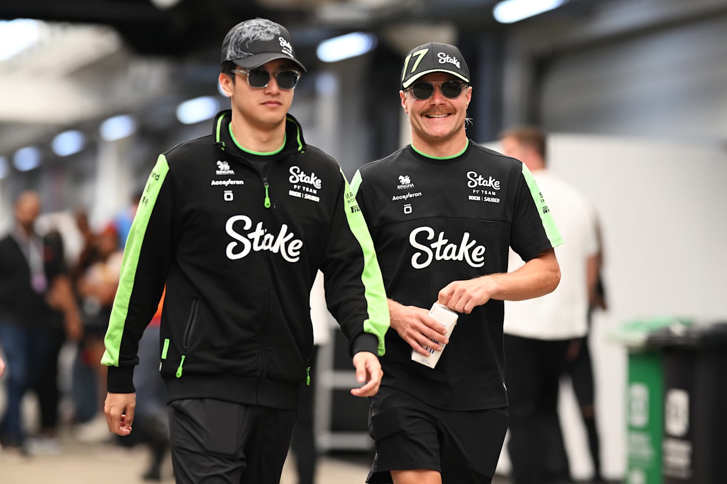 SAO PAULO, BRAZIL - NOVEMBER 01: Zhou Guanyu of China and Stake F1 Team Kick Sauber and Valtteri