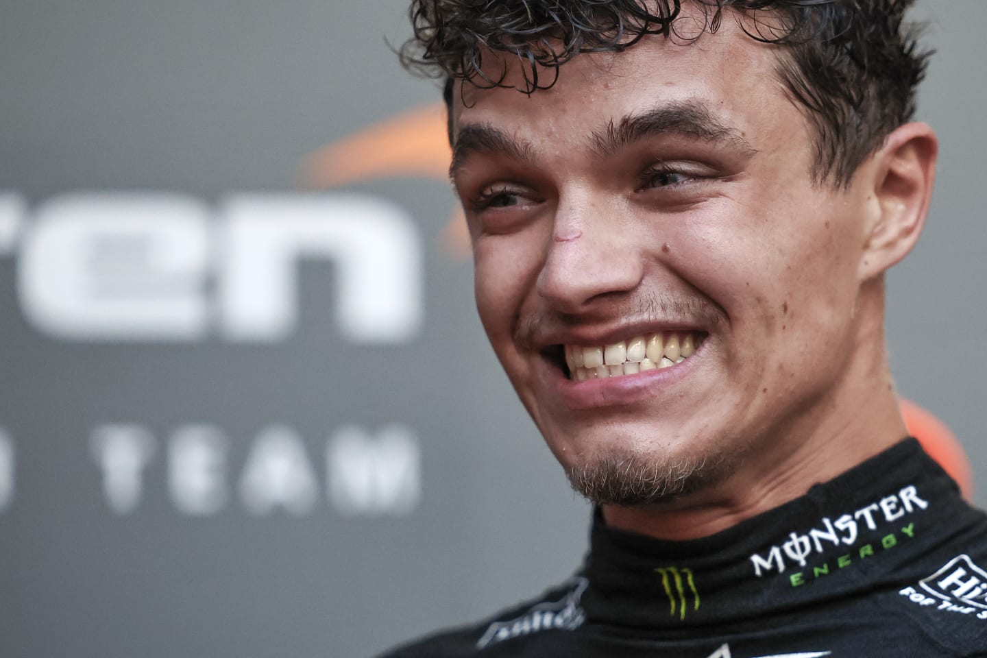 MIAMI, FLORIDA - MAY 05: Lando Norris of Great Britain and McLaren F1 Team celebrates his win