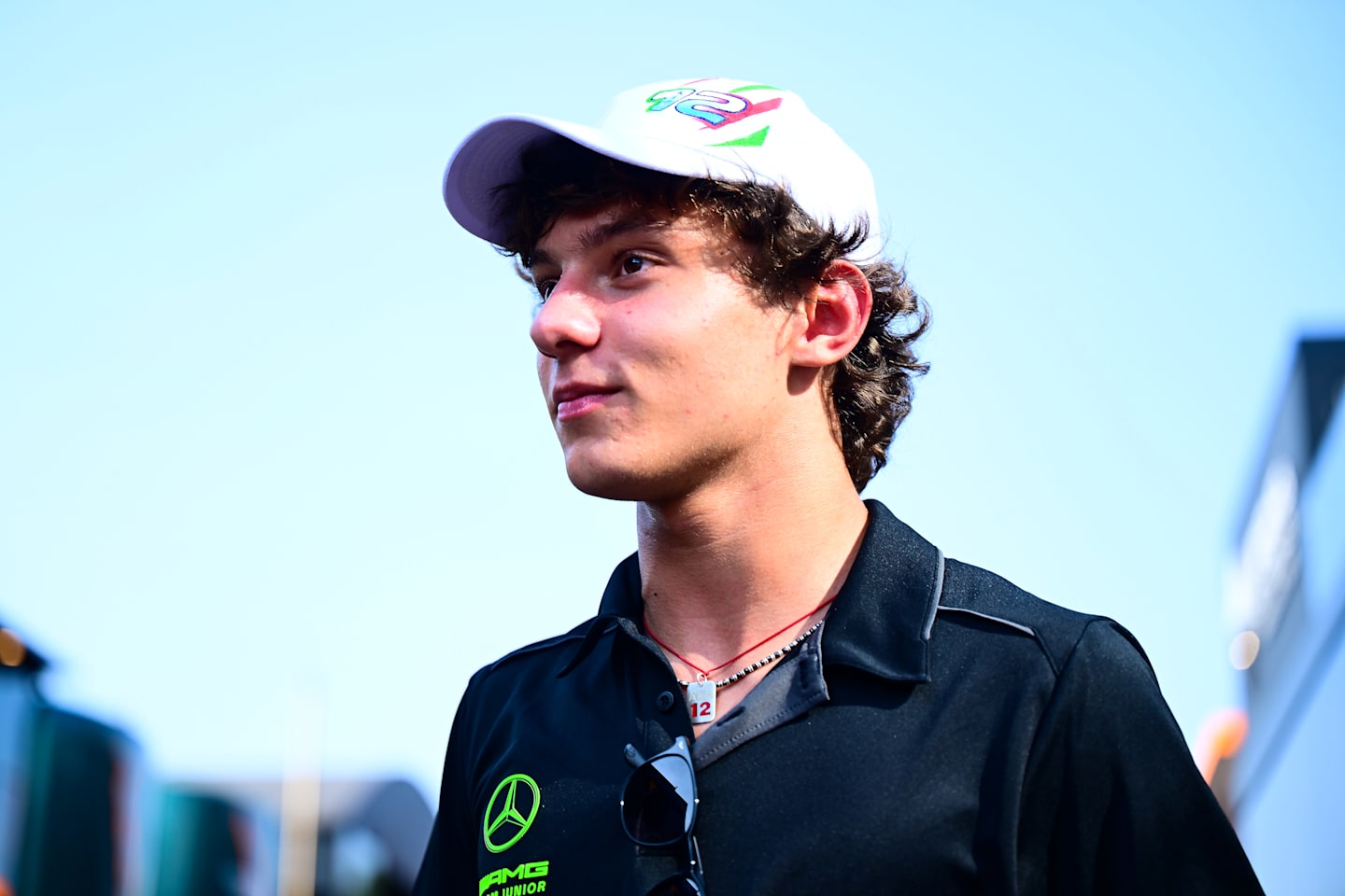 Andrea Kimi Antonelli of Mercedes-AMG Petronas F1 Team looks on during media day of the Italian GP,