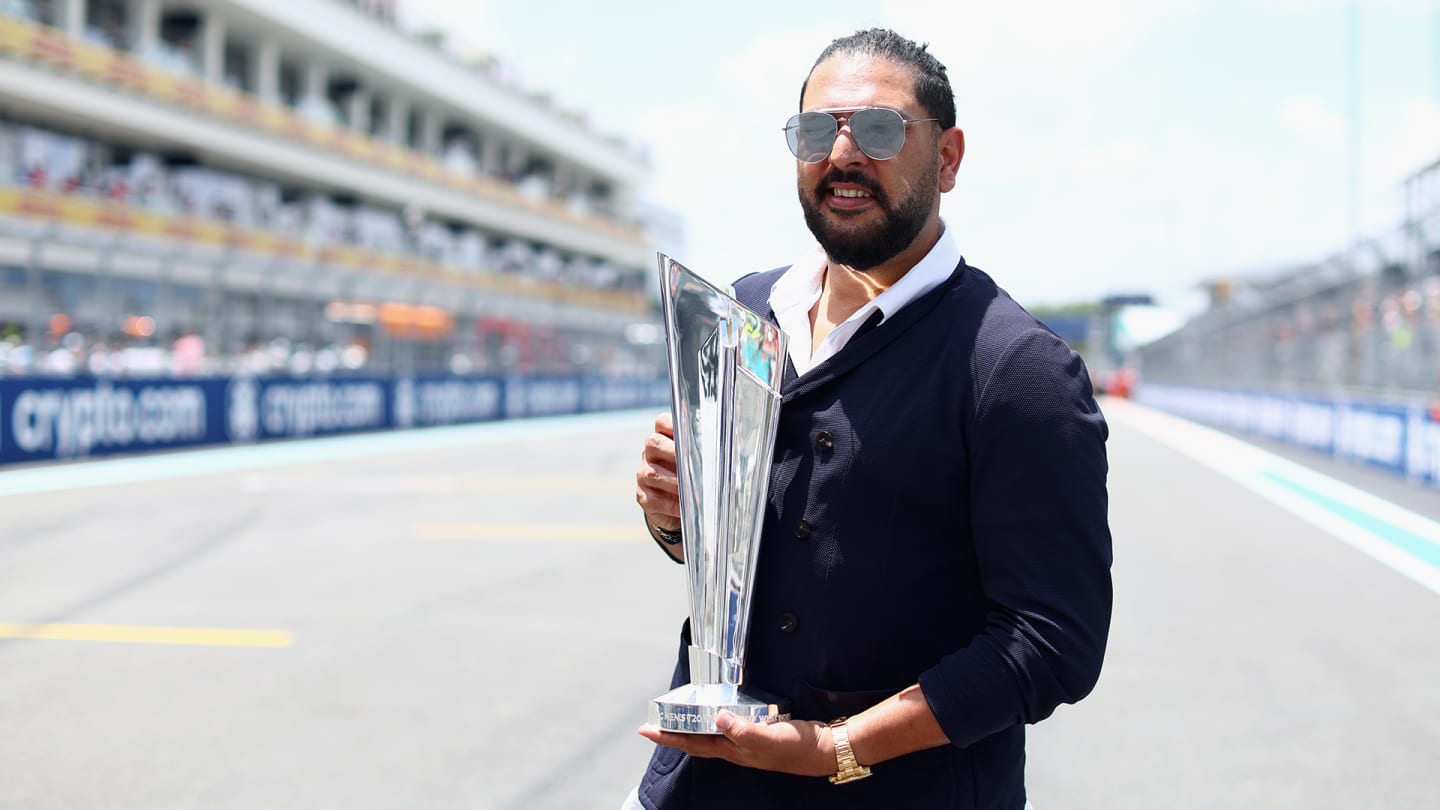Indian cricketer Yuvraj Singh got his hands on the winner’s trophy before the race