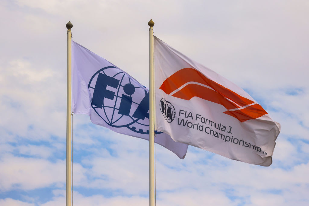 FIA flags are seen during Formula 1 Abu Dhabi Grand Prix 2022 at Yas Marina Circuit on November 20,