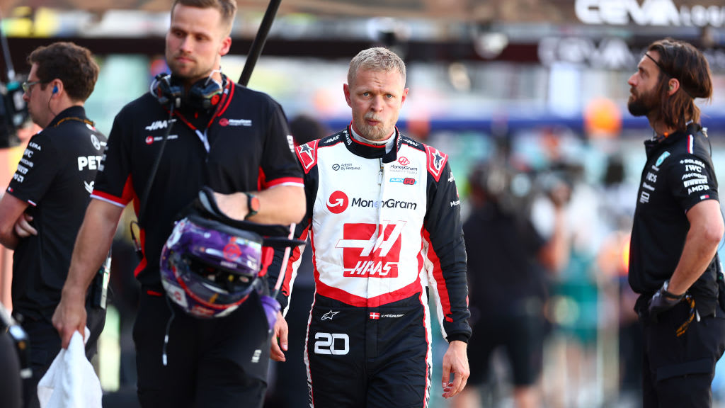 MONTE-CARLO, MONACO - MAY 25: 15th placed qualifier Kevin Magnussen of Denmark and Haas F1 walks in