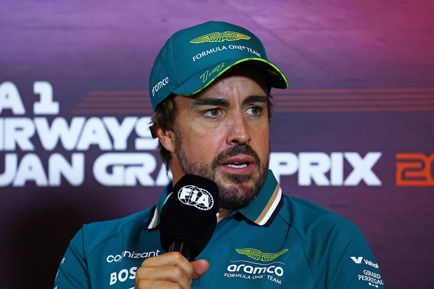 BAKU, AZERBAIJAN - SEPTEMBER 12: Fernando Alonso of Spain and Aston Martin F1 Team attends the