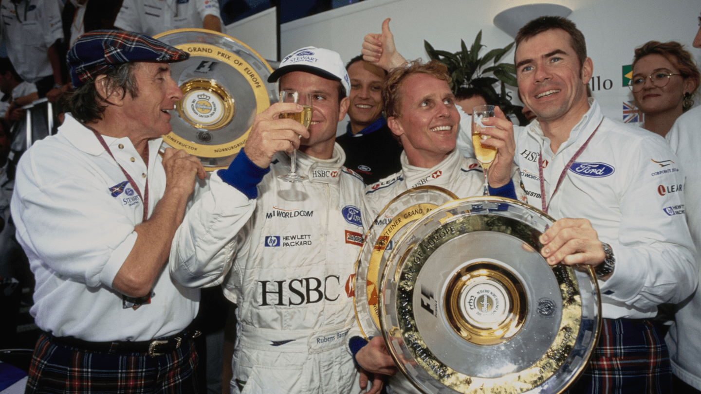 There were jubilant scenes on the podium and in the Stewart garage after the race