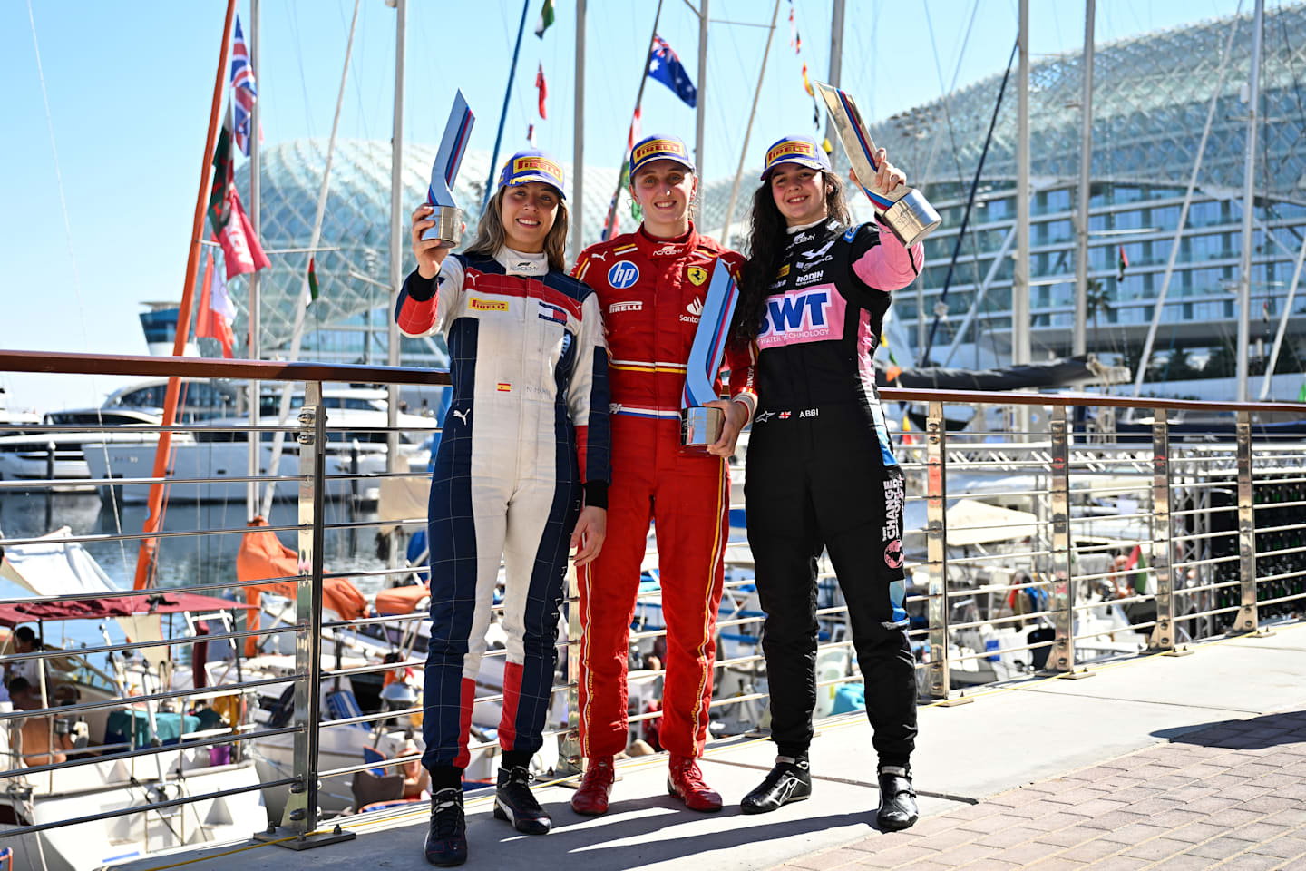 ABU DHABI, UNITED ARAB EMIRATES - DECEMBER 08: Race winner Maya Weug of Netherlands and PREMA