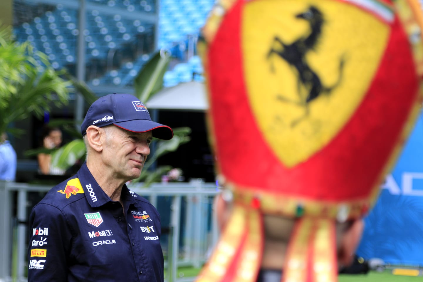 MIAMI GARDENS, FL - MAY 04: Oracle Red Bull Racing chief technical officer Adrian Newey talks with