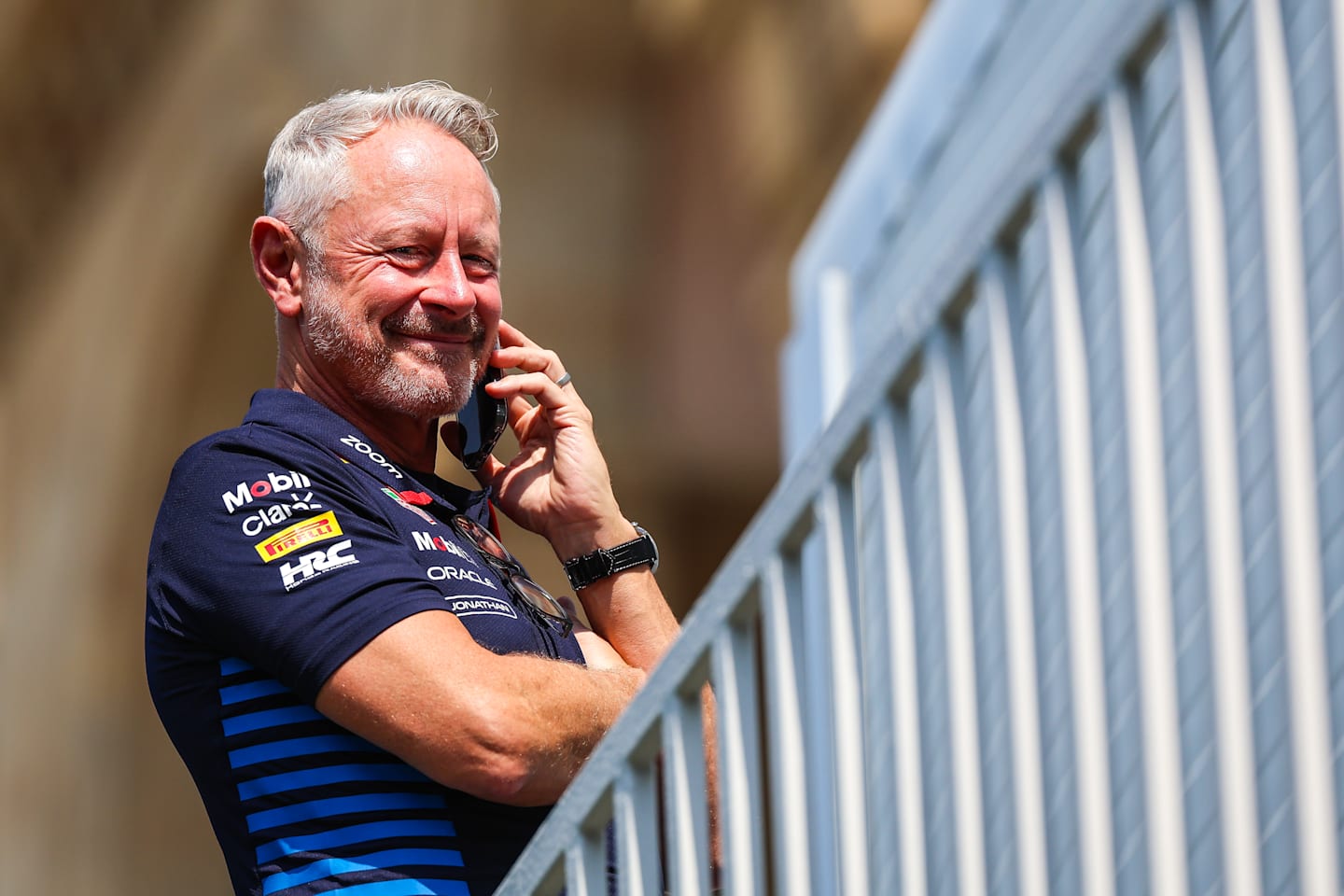 BAKU, AZERBAIJAN - SEPTEMBER 12: Red Bull Sporting Director Jonathan Wheatley talks on the phone in