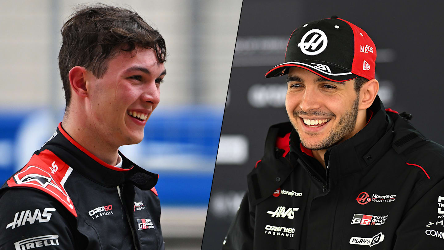 SHANGHAI, CHINA - MARCH 22: Esteban Ocon of France and Haas F1 and Oliver Bearman of Great Britain