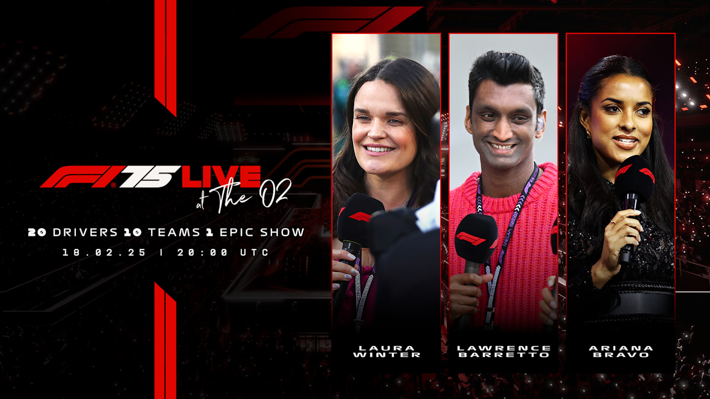 F1 TV's Laura Winter, Ariana Bravo and Lawrence Barretto will join F1 75 Live host Jack Whitehall throughout the night