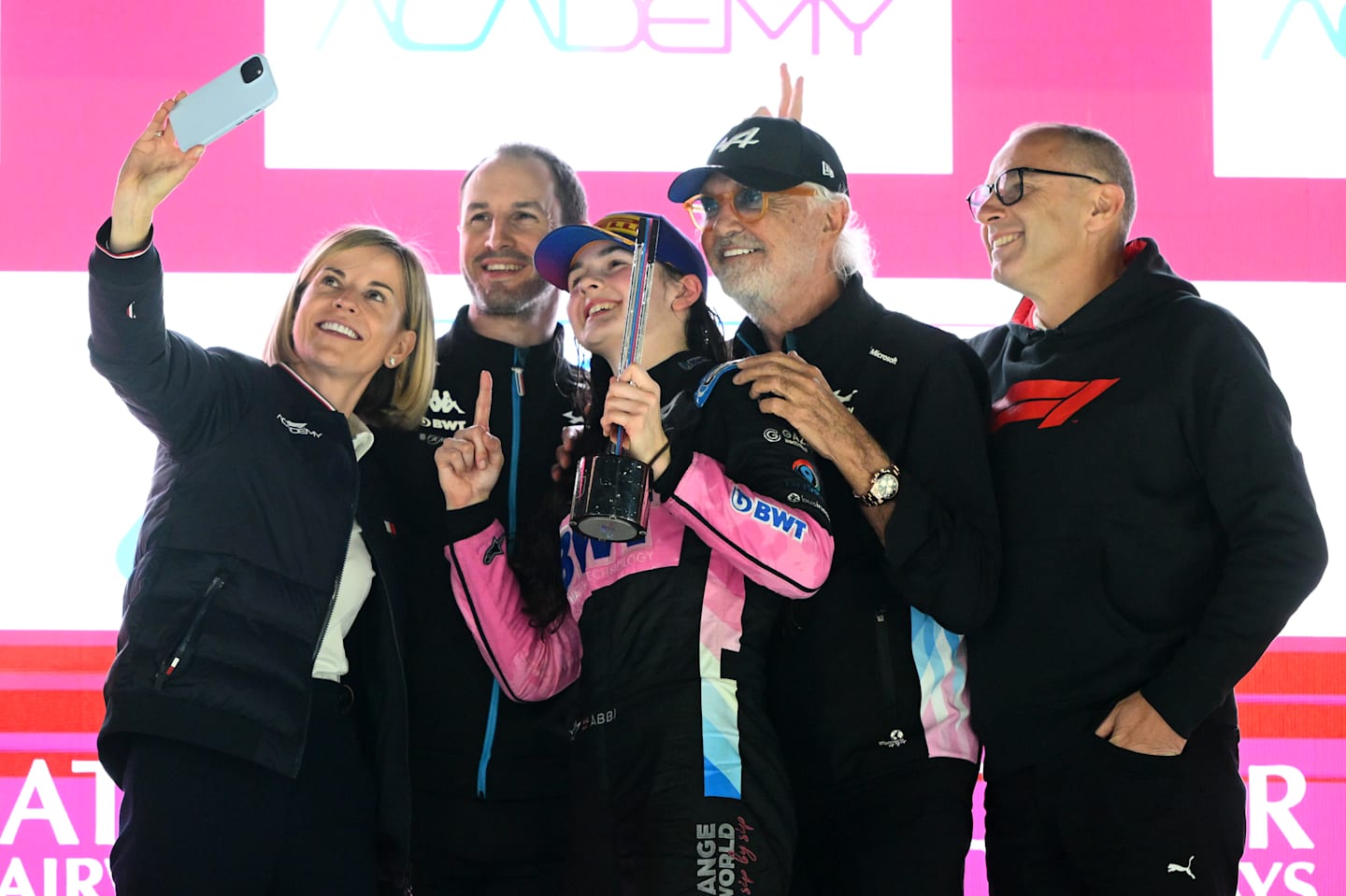 LUSAIL CITY, QATAR - NOVEMBER 30: Susie Wolff, Managing Director of F1 Academy, Oliver Oakes, Team