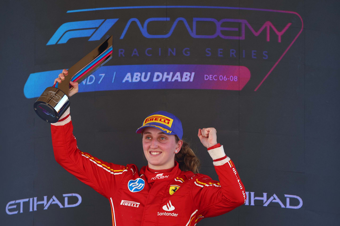 ABU DHABI, UNITED ARAB EMIRATES - DECEMBER 08: Race winner Maya Weug of Netherlands and PREMA