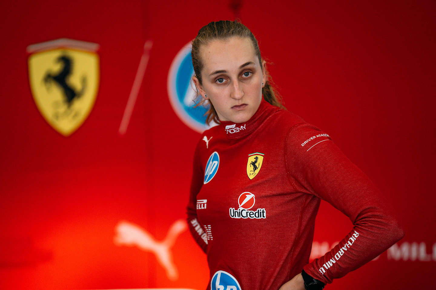 JEREZ DE LA FRONTERA, SPAIN - FEBRUARY 25: Maya Weug of Netherlands and MP Motorsport (64) looks on