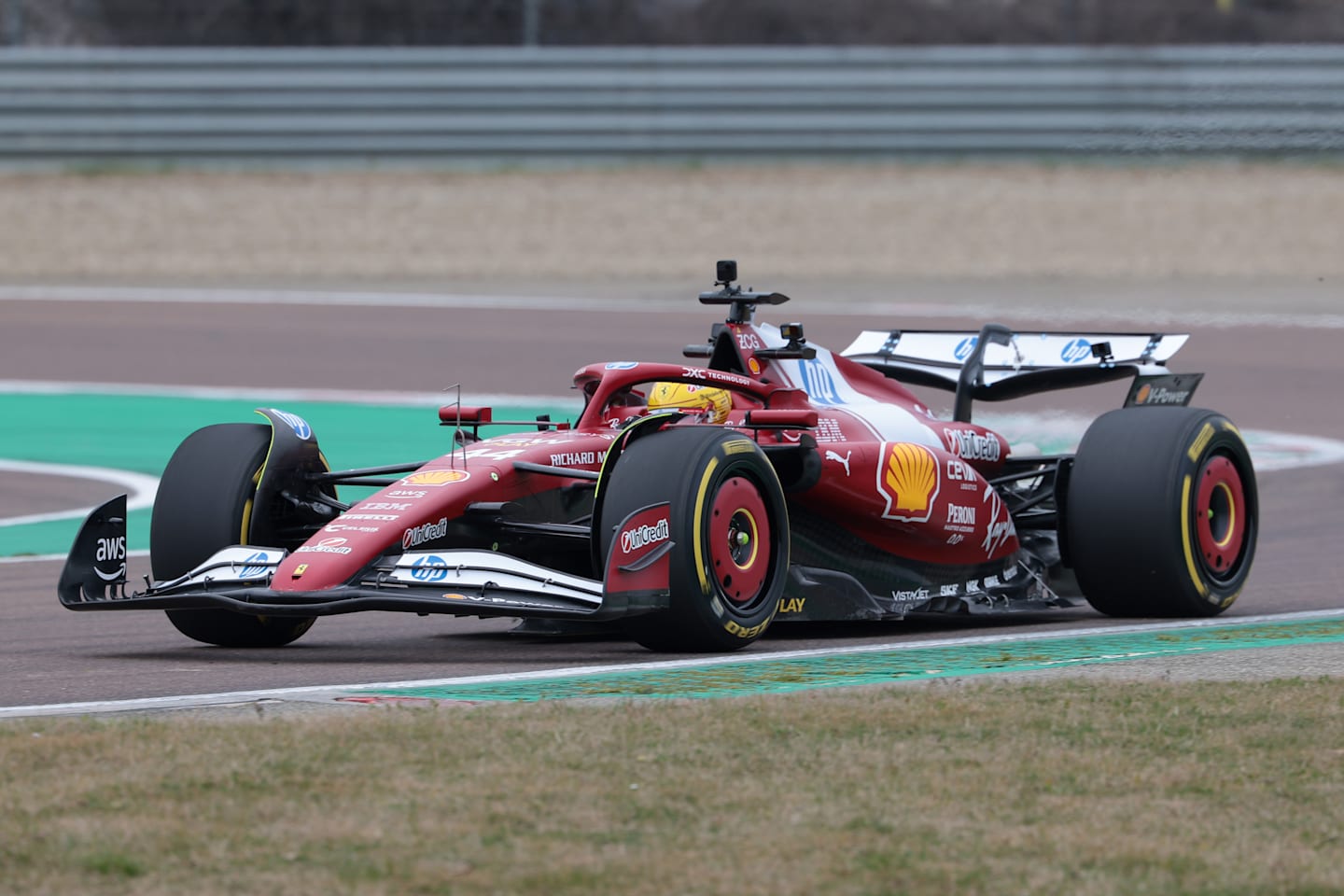 FIORANO MODENESE, ITALY - FEBRUARY 19: Lewis Hamilton of Great Britain driving the (44) Scuderia