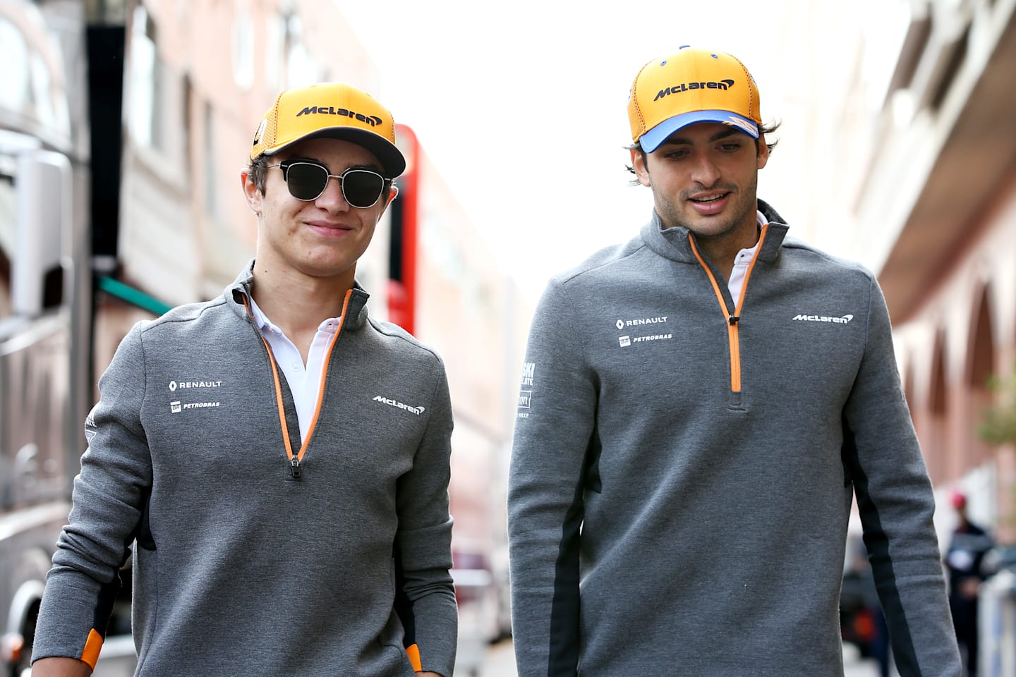 MONTE-CARLO, MONACO - MAY 25: Carlos Sainz of Spain and McLaren F1 and Lando Norris of Great