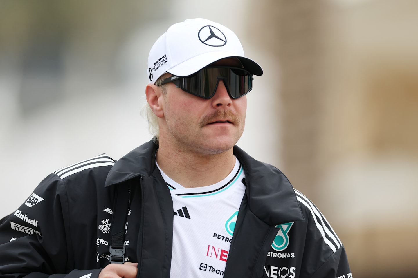 BAHRAIN, BAHRAIN - FEBRUARY 27: Valtteri Bottas of Finland and Mercedes AMG Petronas F1 Team looks