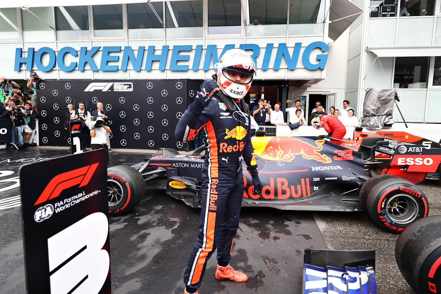 HOCKENHEIM, GERMANY - JULY 28: Race winner Max Verstappen of Netherlands and Red Bull Racing