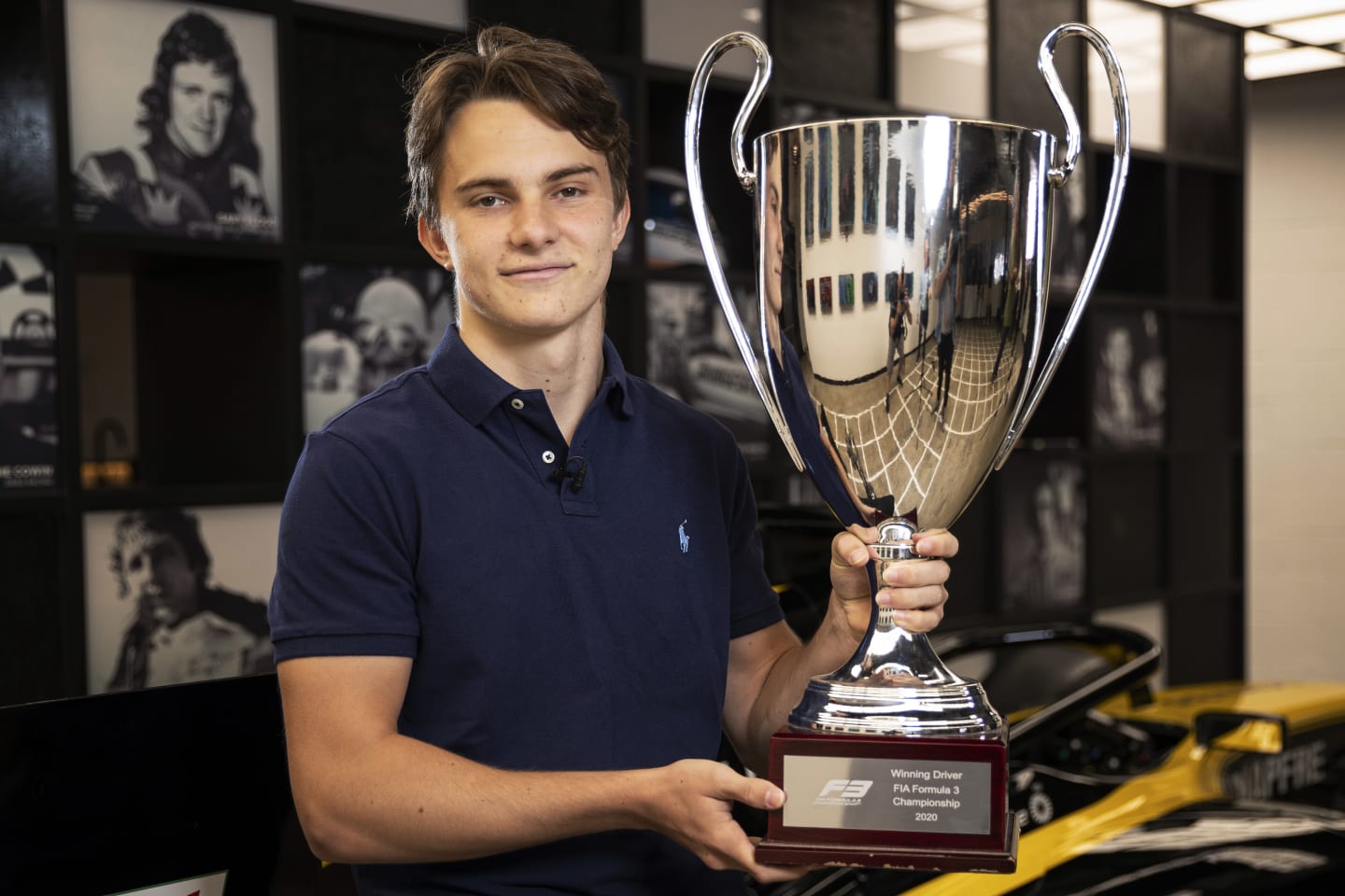 MELBOURNE, AUSTRALIA - JANUARY 14: Oscar Piastri poses for a photograph with the 2020 FIA Formula 3