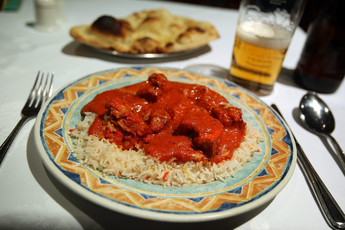 LONDON - FEBRUARY 13: In this photo illustration a plate of Chicken Tikka Masala is displayed in a