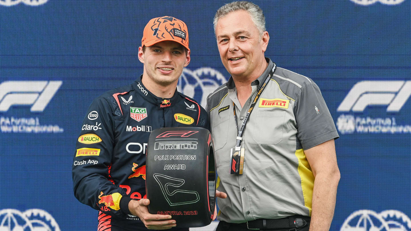 RED BULL RING, AUSTRIA - JUNE 30: Max Verstappen, Red Bull Racing, receives his Pirelli Pole Position Award - Pirelli