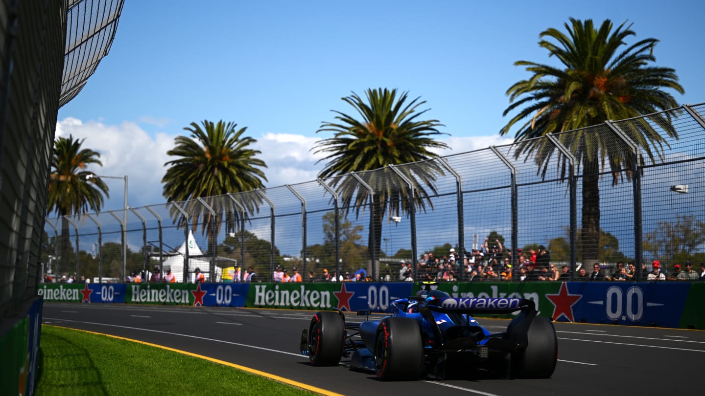 MELBOURNE, AUSTRALIA - MARCH 31: Logan Sargeant of United States driving the (2) Williams FW45 Mercedes on track during practice ahead of the F1 Grand Prix of Australia at Albert Park Grand Prix Circuit on March 31, 2023 in Melbourne, Australia. (Photo by Clive Mason - Formula 1/Formula 1 via Getty Images)
