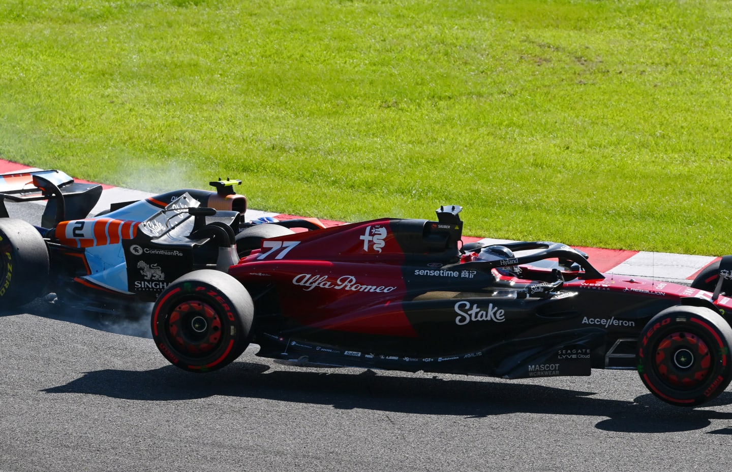 SUZUKA, JAPAN - SEPTEMBER 24: Valtteri Bottas of Finland driving the (77) Alfa Romeo F1 C43 Ferrari