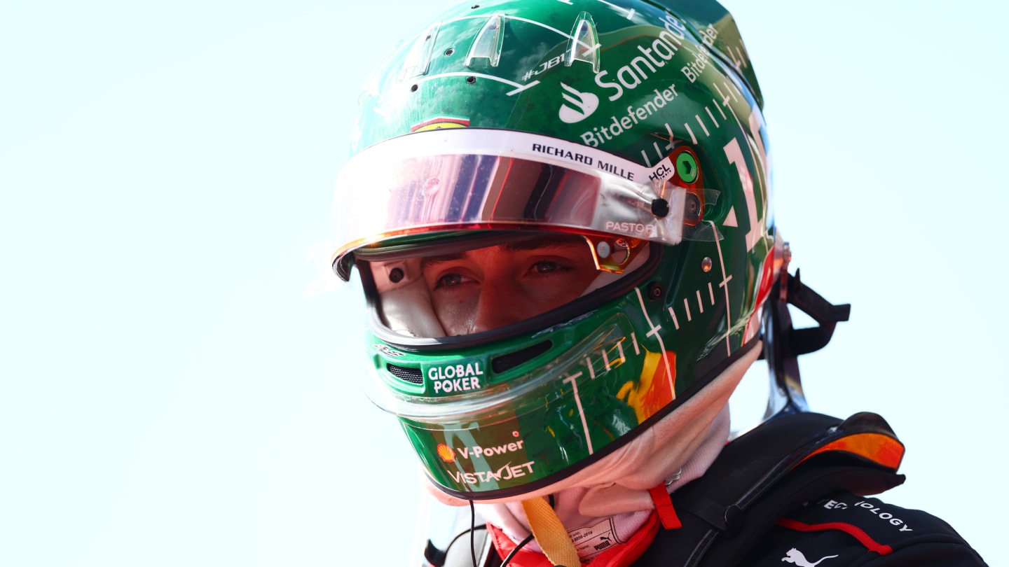 AUSTIN, TEXAS - OCTOBER 22: Sixth placed Charles Leclerc of Monaco and Ferrari reacts in parc ferme