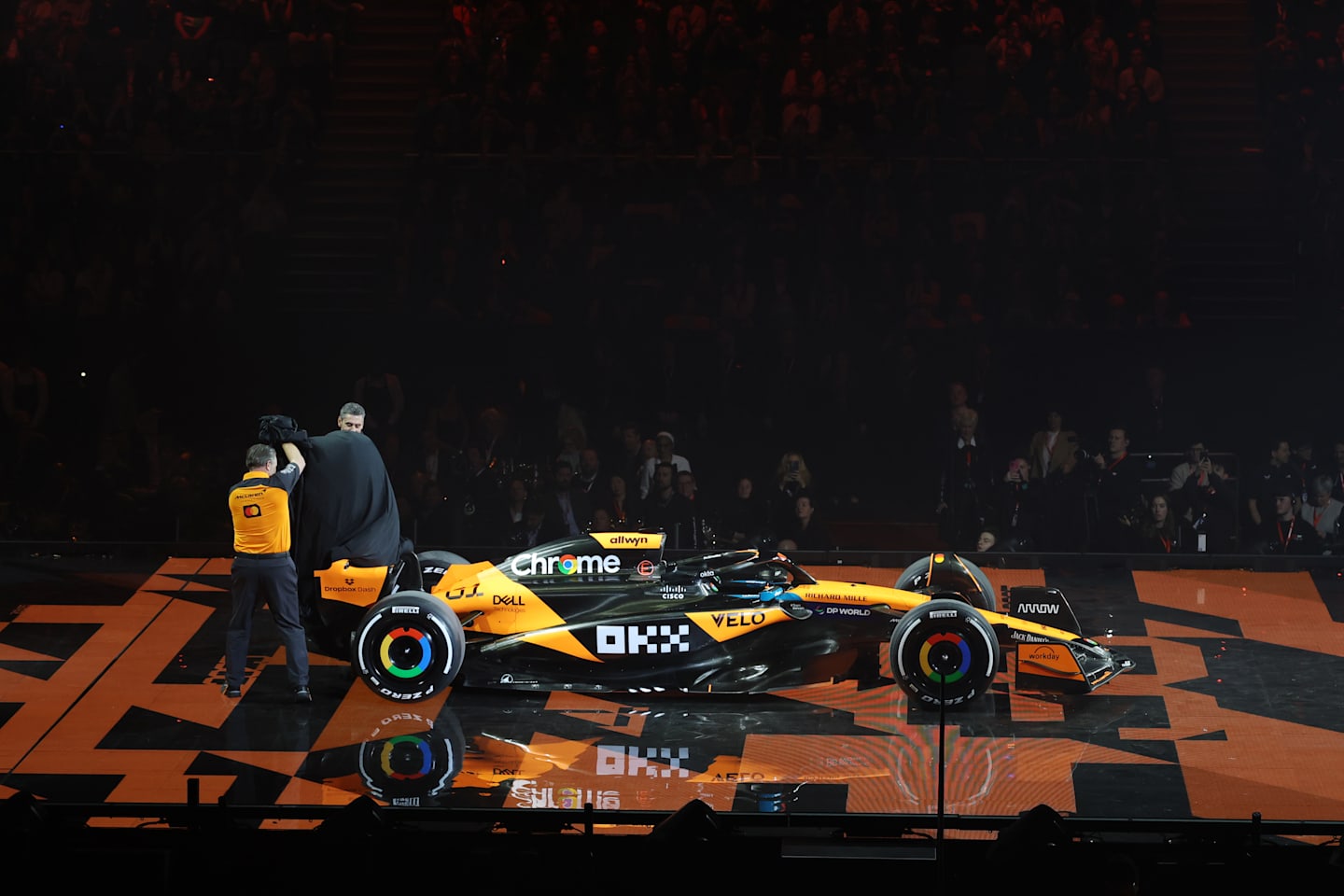 LONDON, ENGLAND - FEBRUARY 18: Zak Brown, Chief Executive Officer of McLaren and Andrea Stella,