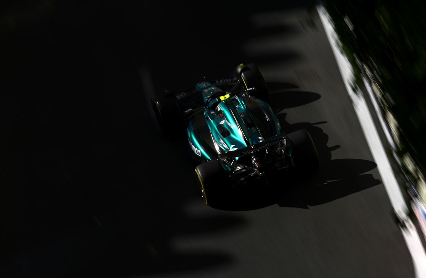 BAKU, AZERBAIJAN - SEPTEMBER 15: Fernando Alonso of Spain driving the (14) Aston Martin AMR24