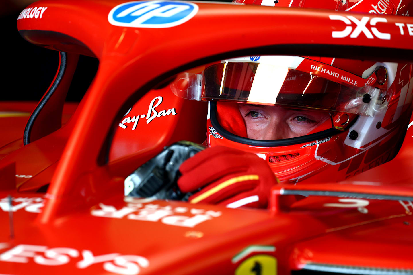 BAKU, AZERBAIJAN - SEPTEMBER 13: Charles Leclerc of Monaco and Ferrari prepares to drive in the