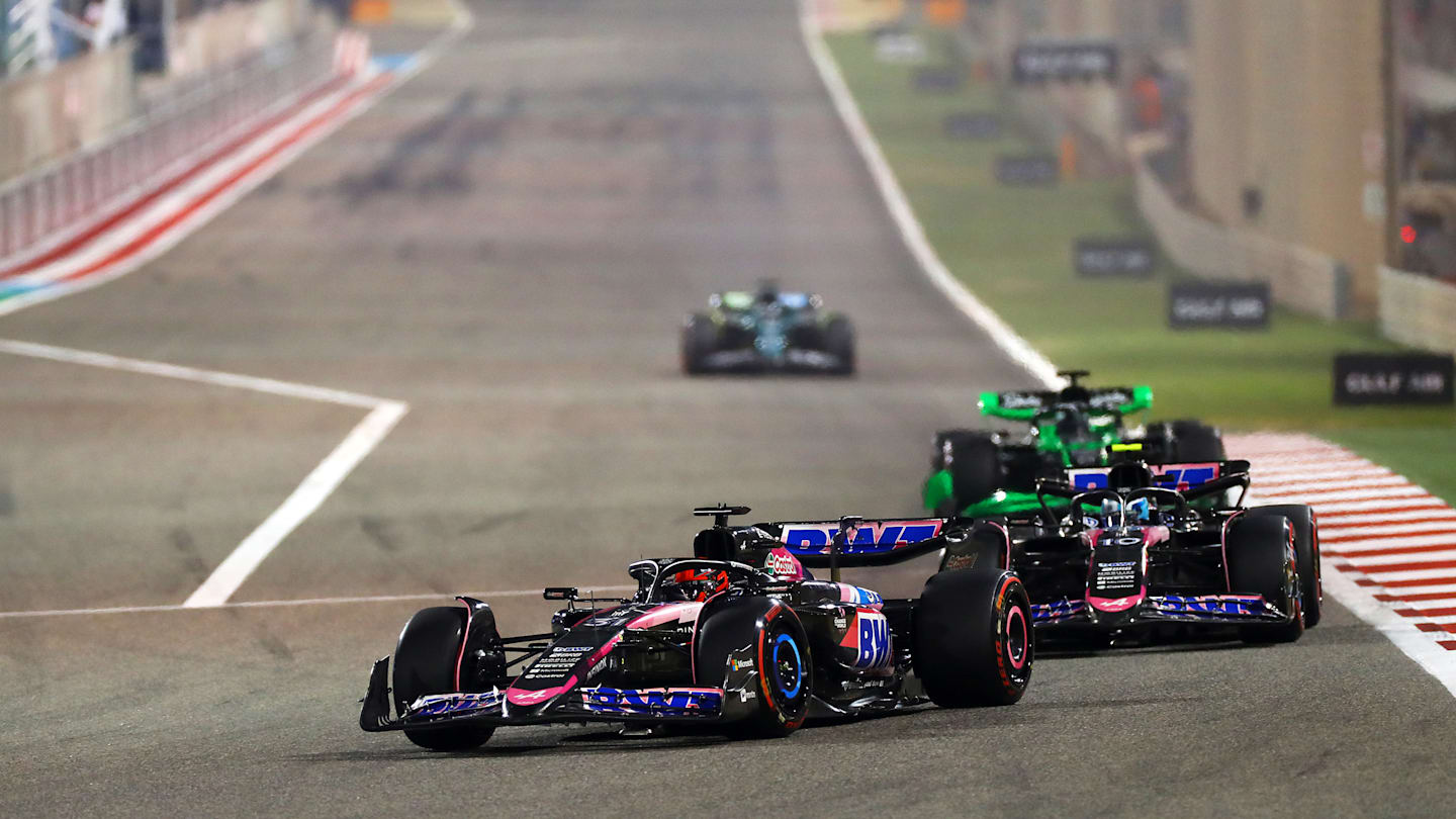 BAHRAIN, BAHRAIN - MARCH 02: Esteban Ocon of France driving the (31) Alpine F1 A524 Renault leads