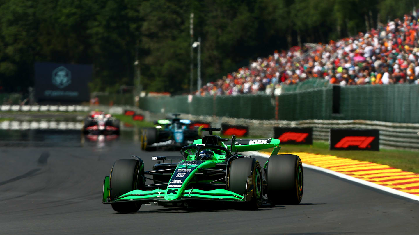 SPA, BELGIUM - JULY 28: Valtteri Bottas of Finland driving the (77) Kick Sauber C44 Ferrari on track during the F1 Grand Prix of Belgium at Circuit de Spa-Francorchamps on July 28, 2024 in Spa, Belgium. (Photo by Joe Portlock - Formula 1/Formula 1 via Getty Images)