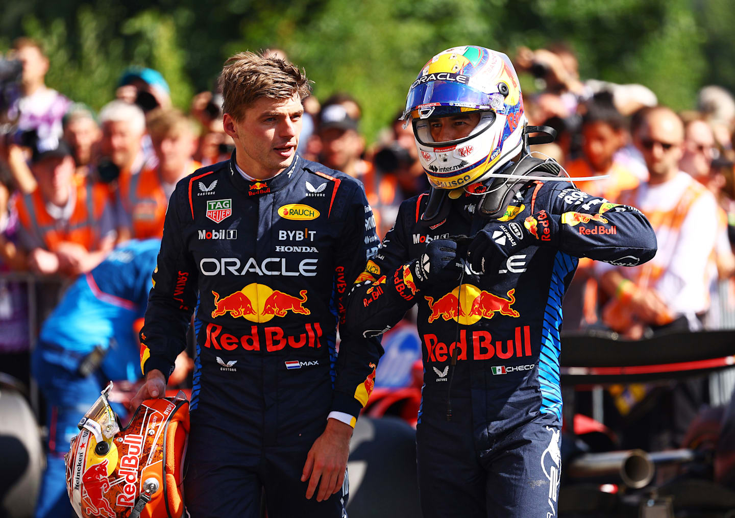 SPA, BÉLGICA - 28 DE JULIO: El 5º clasificado, Max Verstappen, de los Países Bajos, y Oracle Red Bull Racing y