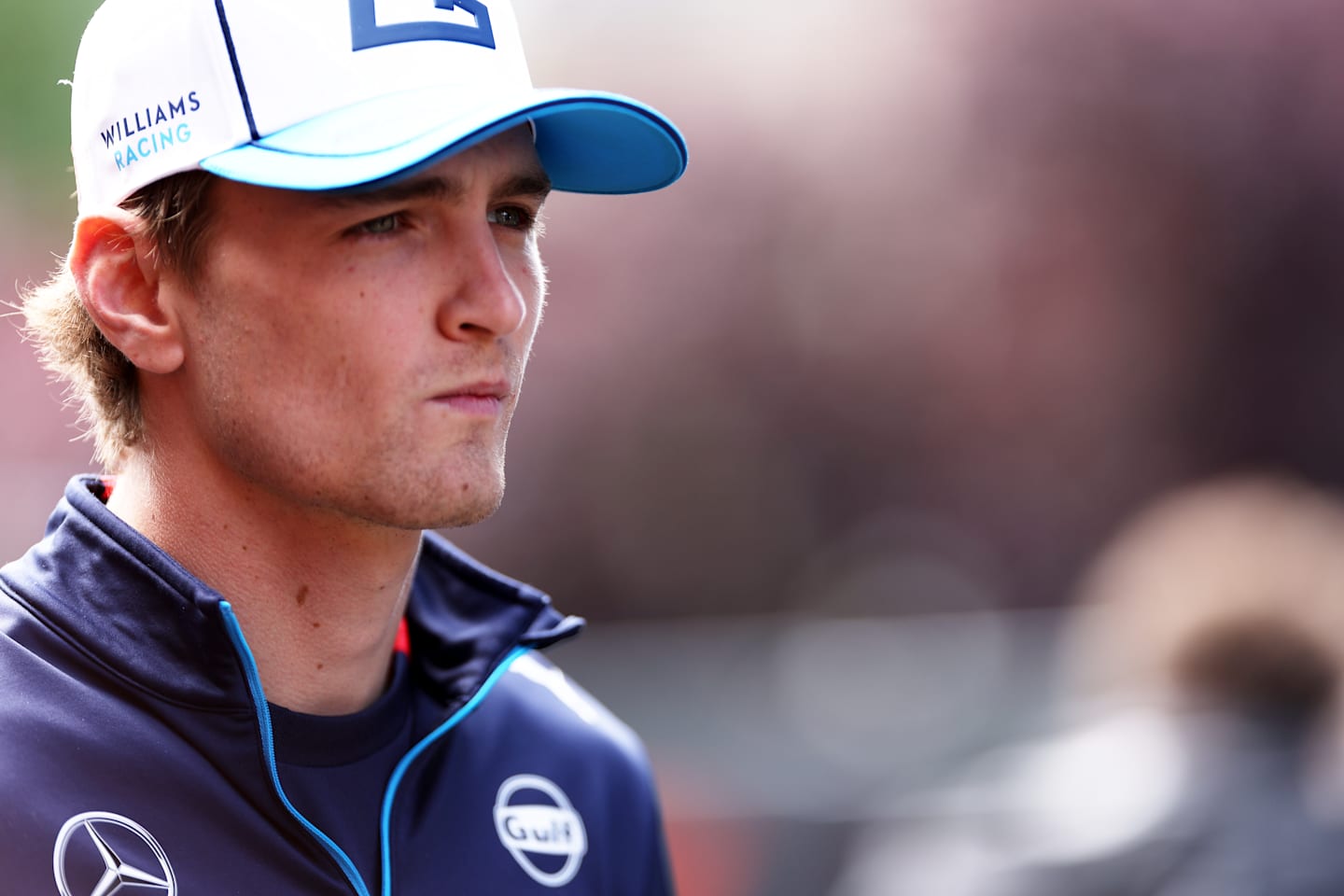 SPA, BELGIUM - JULY 26: Logan Sargeant of United States and Williams arrives in the Paddock prior to practice ahead of the F1 Grand Prix of Belgium at Circuit de Spa-Francorchamps on July 26, 2024 in Spa, Belgium. (Photo by Dean Mouhtaropoulos/Getty Images)