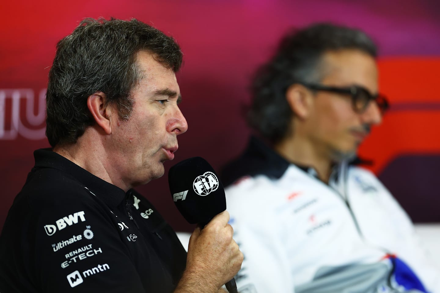 SPA, BELGIUM - JULY 26: Bruno Famin, Team Principal of Alpine F1 attends the Team Principals Press Conference during practice ahead of the F1 Grand Prix of Belgium at Circuit de Spa-Francorchamps on July 26, 2024 in Spa, Belgium. (Photo by Bryn Lennon/Getty Images)