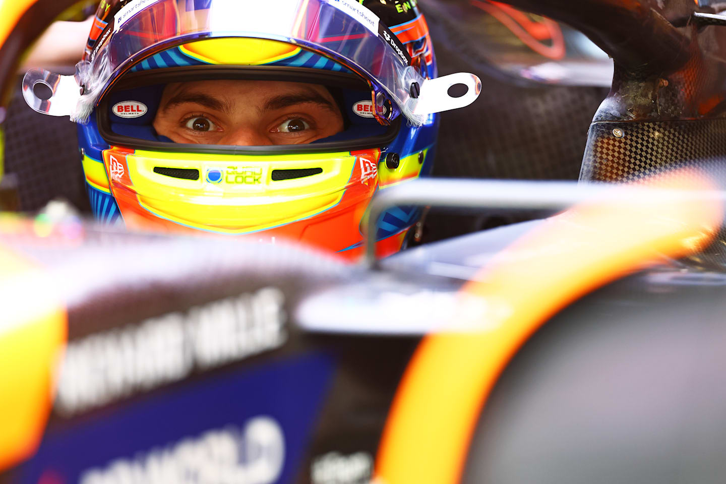 SPA, BELGIUM - JULY 26: Oscar Piastri of Australia and McLaren prepares to drive in the garage during practice ahead of the F1 Grand Prix of Belgium at Circuit de Spa-Francorchamps on July 26, 2024 in Spa, Belgium. (Photo by Mark Thompson/Getty Images)