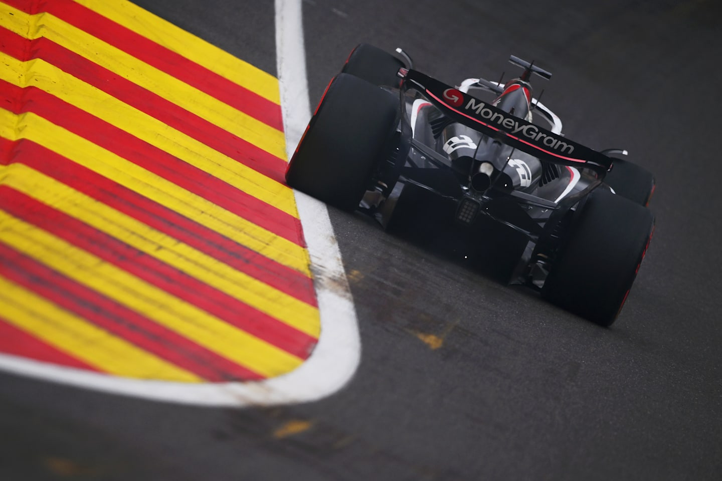 SPA, BELGIUM - JULY 26: Kevin Magnussen of Denmark driving the (20) Haas F1 VF-24 Ferrari on track during practice ahead of the F1 Grand Prix of Belgium at Circuit de Spa-Francorchamps on July 26, 2024 in Spa, Belgium. (Photo by Rudy Carezzevoli/Getty Images)