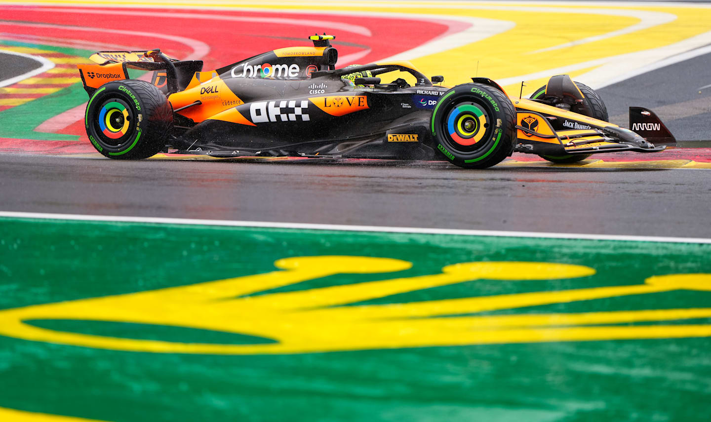 SPA, BELGIUM - JULY 27: Lando Norris of Great Britain driving the (4) McLaren MCL38 Mercedes on track during final practice ahead of the F1 Grand Prix of Belgium at Circuit de Spa-Francorchamps on July 27, 2024 in Spa, Belgium. (Photo by Alex Bierens de Haan/Getty Images)