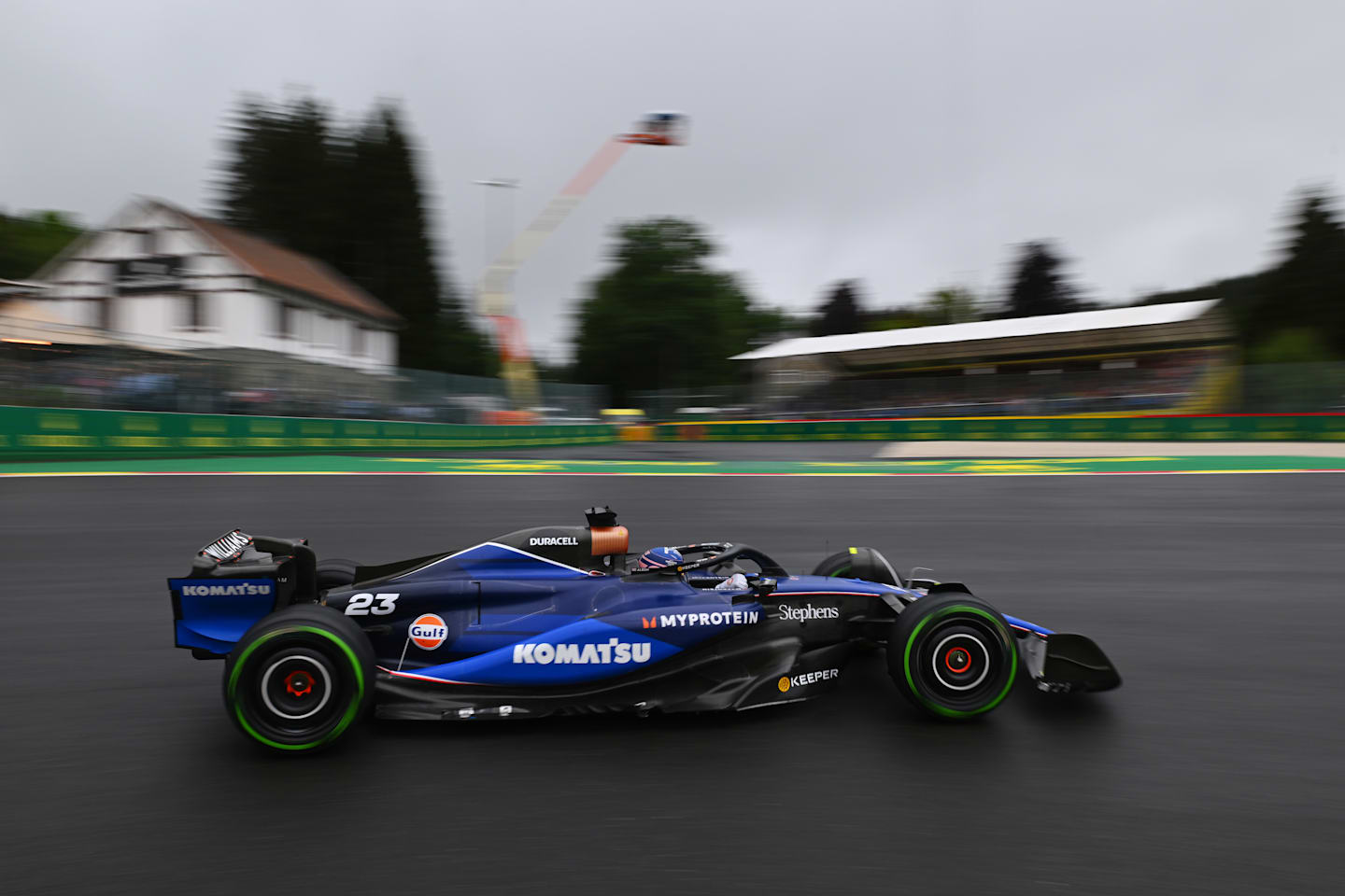 SPA, BELGIUM - JULY 27: Alexander Albon of Thailand driving the (23) Williams FW46 Mercedes on