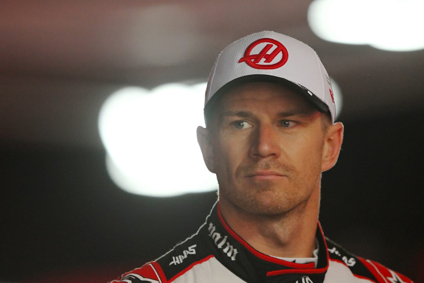 SPA, BELGIUM - JULY 27: 16th placed qualifier Nico Hulkenberg of Germany and Haas F1 talks to the media in the Paddock during qualifying ahead of the F1 Grand Prix of Belgium at Circuit de Spa-Francorchamps on July 27, 2024 in Spa, Belgium. (Photo by Rudy Carezzevoli/Getty Images)